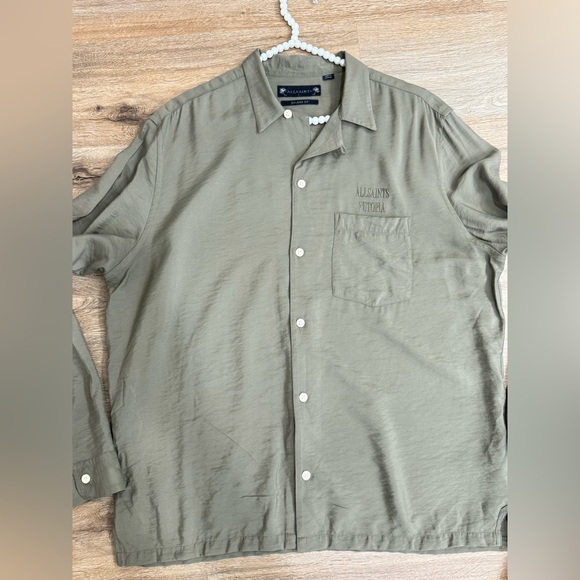 AllSaints Commune Olive Shirt Size L - Picture 9 of 10